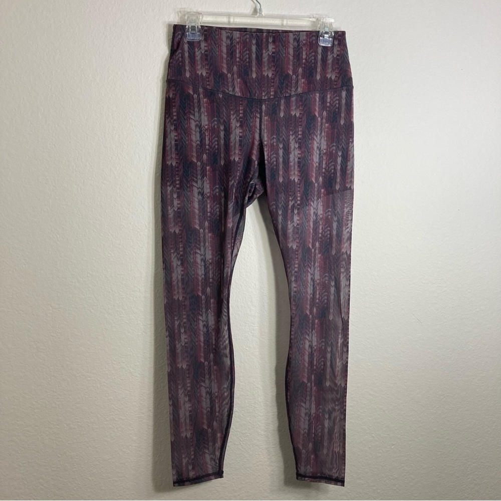 Fabletics Cropped Mesh Leggings - Maroon/Black - Medium